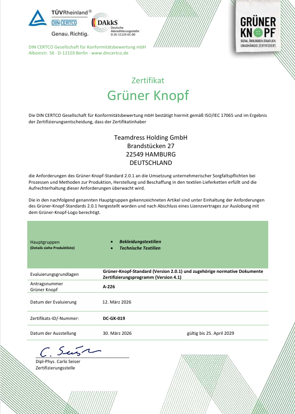 Certificat bouton vert